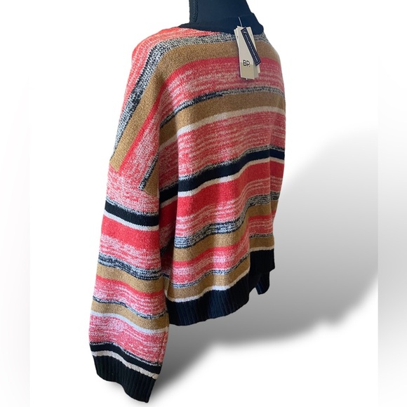 BP Black Marl Stripe Slouched Cropped Front Button Cardigan Size 1X NWT - Picture 5 of 11